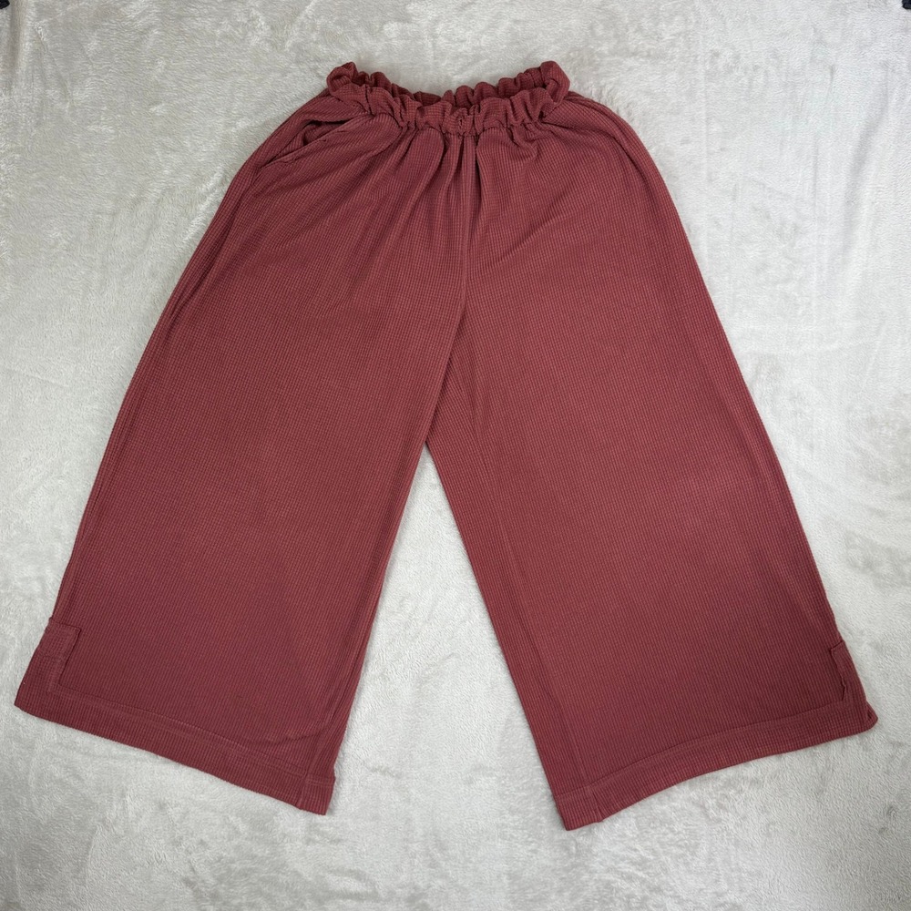 Intimately Free People Wide Leg Pants Women XS Terracotta Waffle Knit Boho